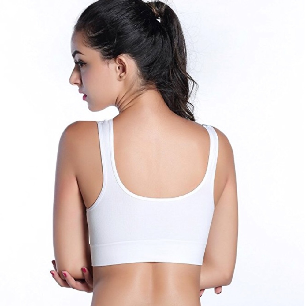 White Wireless Fitness Sports Workout Bra - Picture 4 of 4